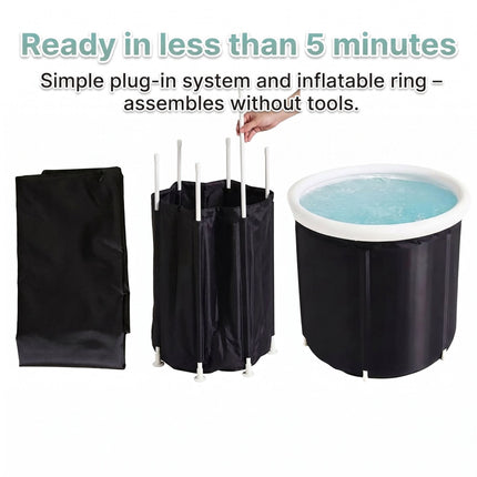 Inflatable Ice Bath Tub 320 L with Thermal Lid and Hand Pump, Black