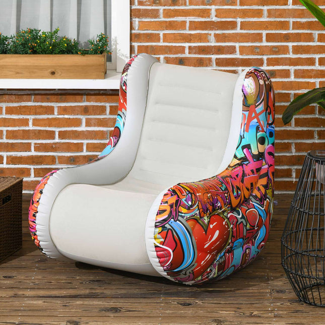 Pripučiama sulankstoma sofa-kėdė su supamąja funkcija, iki 80 kg, stovyklavimui ir namams, šviesiai pilka, 94 x 76 x 75 cm