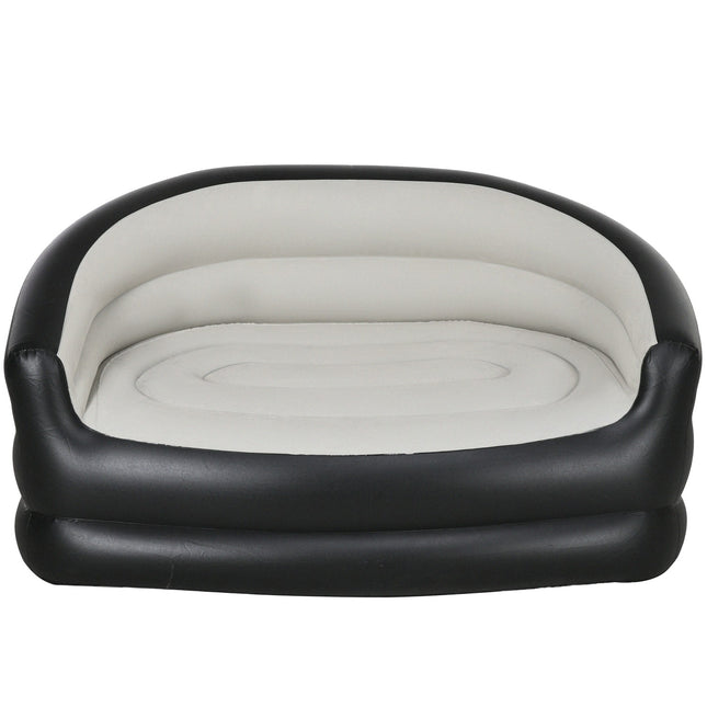 Pripučiama sofa su minkštu pliušu 2 asmenims, skirta vidaus ir lauko sąlygoms, šviesiai pilka, 125 x 100 x 87 cm