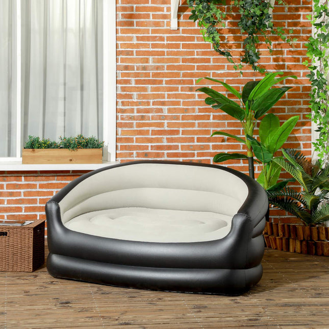 Pripučiama sofa su minkštu pliušu 2 asmenims, skirta vidaus ir lauko sąlygoms, šviesiai pilka, 125 x 100 x 87 cm