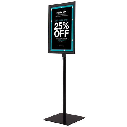 Informacinis stovas A3, reguliuojamo aukščio, nuimamas plakatų stovas, sidabro/juodos spalvos, 42 x 29,5 cm, juodas