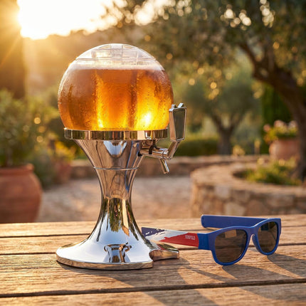 InnovaGoods Beer Dispenser 3.5 L and 2 Roll-Up Sunglasses, Sunfold France, Blue