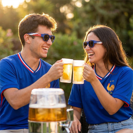 InnovaGoods Beer Dispenser and 2 Sunfold Roll-Up Sunglasses, France Blue