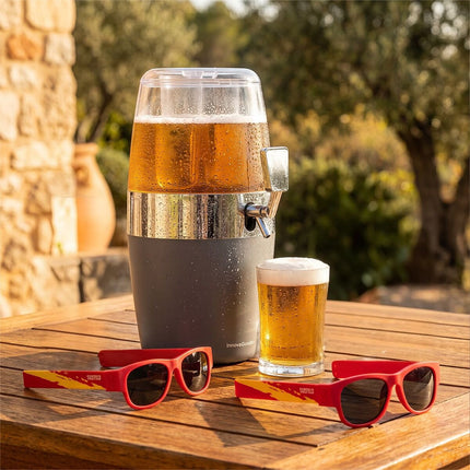 InnovaGoods Beer Dispenser and 2 Sunfold Roll-Up Sunglasses, Spain Red