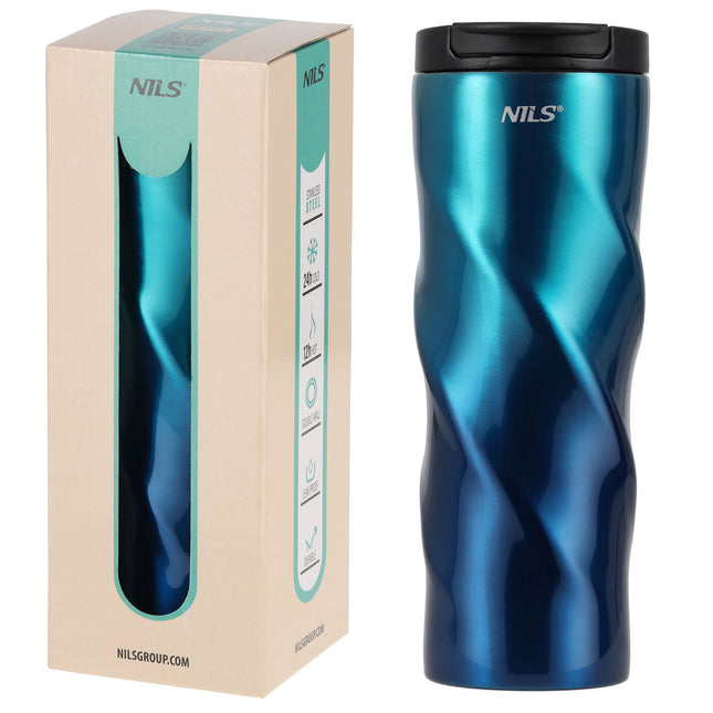 Termosuotas nerūdijančio plieno kelioninis puodelis, 500 ml, mėlynas