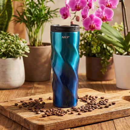 Termosuotas nerūdijančio plieno kelioninis puodelis, 500 ml, mėlynas