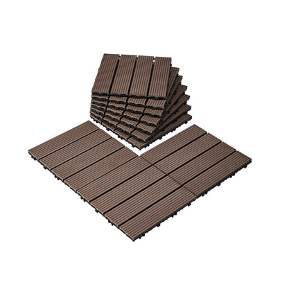 Interlocking Deck Tiles, 10-Pack 12x12 Waterproof, Brown