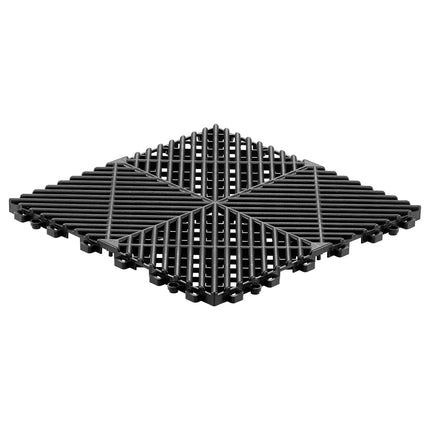 Interlocking Drainage Floor Tiles, 31 cm, 12 Pack, Black