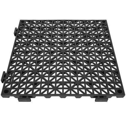Interlocking PVC Drainage Floor Tiles, 50 Pack, 30x30 cm, Black