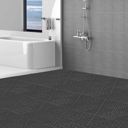 Interlocking PVC Drainage Floor Tiles, 50 Pack, 30x30 cm, Black