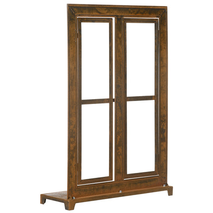 Rustic brown iron window, patina finish, 55x80 cm