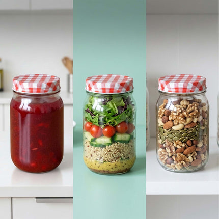 Jam Jars, 400 ml Glass Set With Airtight Twist-Off Lids