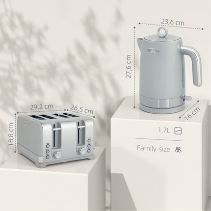 Virdulio ir skrudintuvo rinkinys, 1,7 l 2200 W greito užvirimo, 4 riekelių skrudintuvas