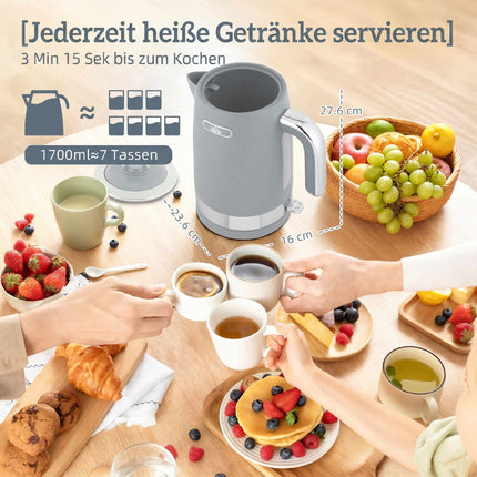 Virdulio ir skrudintuvo rinkinys, 1,7 l 2200 W greito užvirimo, 4 riekelių skrudintuvas