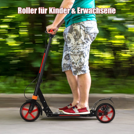 Miesto paspirtukas „Kickscooter“ su reguliuojamo aukščio paspirtuku ir nešiojimo dirželiu, juodas