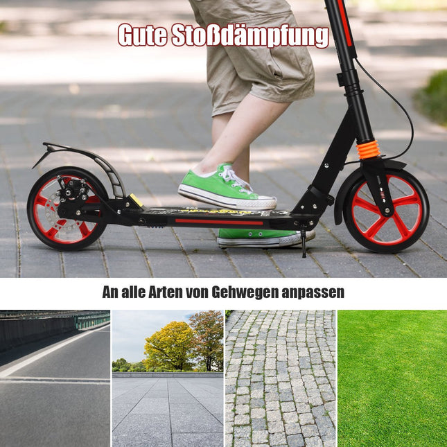Miesto paspirtukas „Kickscooter“ su reguliuojamo aukščio paspirtuku ir nešiojimo dirželiu, juodas