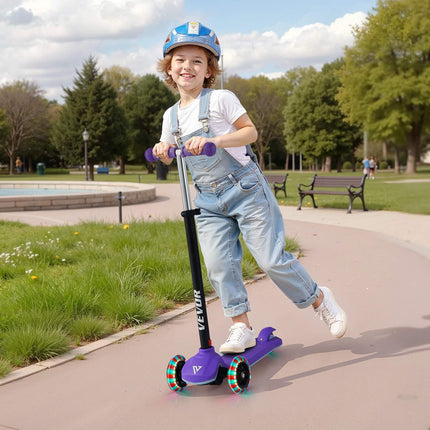 Kids 3-Wheel Kick Scooter, Light-Up Wheels, Adjustable