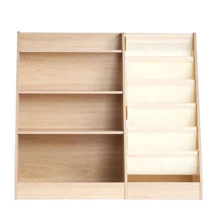 Kids 4-Tier Wooden Sling Bookshelf, 10 Compartments