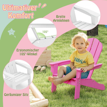Vaikiška Adirondack kėdė, HDPE, ergonomiškas atlošas, rožinė