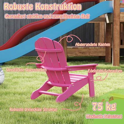 Vaikiška Adirondack kėdė, HDPE, ergonomiškas atlošas, rožinė