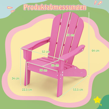 Vaikiška Adirondack kėdė, HDPE, ergonomiškas atlošas, rožinė