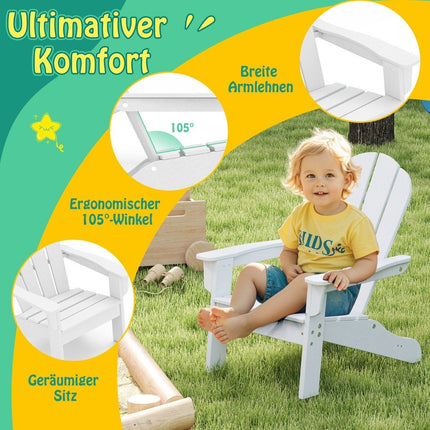 Vaikiška Adirondack kėdė, HDPE, ergonomiškas atlošas, balta