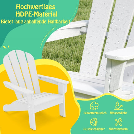 Vaikiška Adirondack kėdė, HDPE, ergonomiškas atlošas, balta