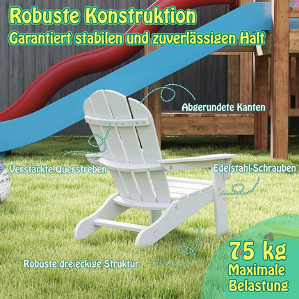 Vaikiška Adirondack kėdė, HDPE, ergonomiškas atlošas, balta