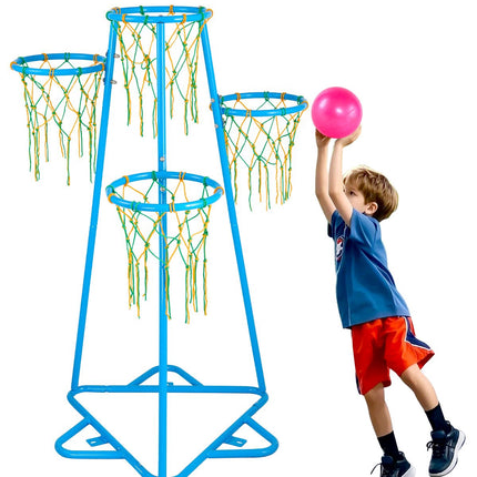 Kids Basketball Hoop Set, 4-Hoop Adjustable, 3 Balls