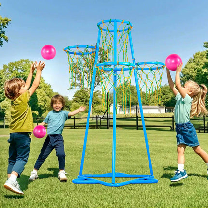 Kids Basketball Hoop Set, 4-Hoop Adjustable, 3 Balls