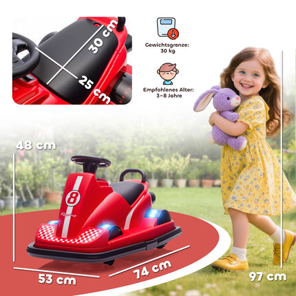 Vaikiškas bamperinis automobilis, 360° sukimasis, LED šviesos, muzika, 3-8 metų amžiaus