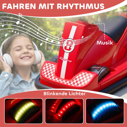 Vaikiškas bamperinis automobilis, 360° sukimasis, LED šviesos, muzika, 3-8 metų amžiaus