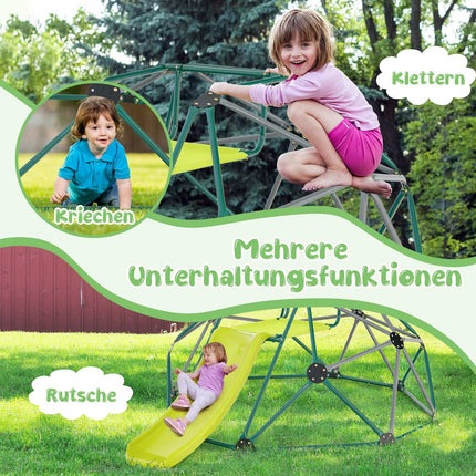 Vaikiškas laipiojimo kupolas su čiuožykla, medžiaginė platforma, 180 kg keliamoji galia