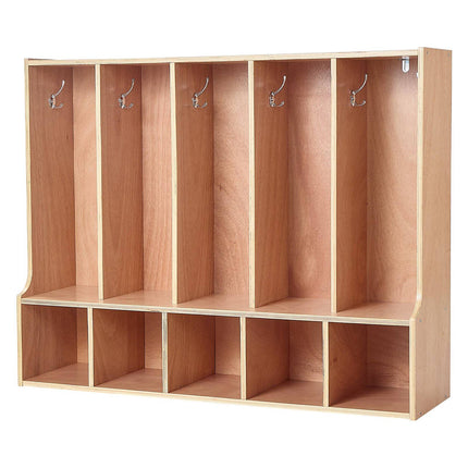 Kids Coat Locker – 5-Section Cubby with 10 Hooks