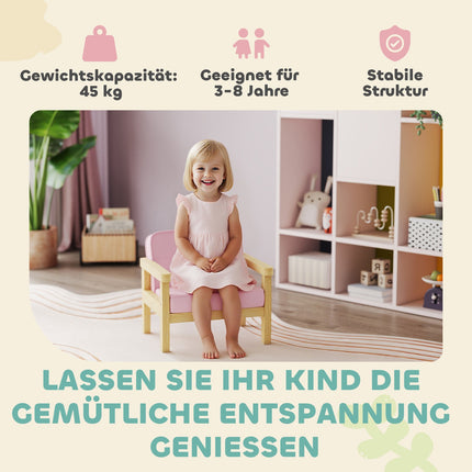 Vaikiška kordoro kėdė, putplastis, medinės kojos, 3-8 metų, rožinė