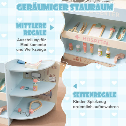 Vaikų gydytojo žaidimų rinkinys su akių diagrama ir žaisliniu kompiuterinės tomografijos skaitytuvu