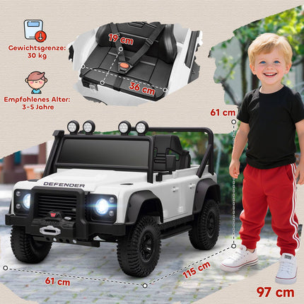 Vaikiškas elektrinis automobilis, 12 V baterija, nuotolinio valdymo pultas, baltas