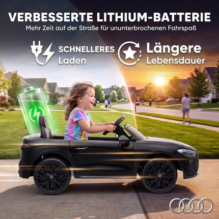 Kids Electric Car 12V with 2.4G Remote Control and 2 Motors, Soft Start, Black
