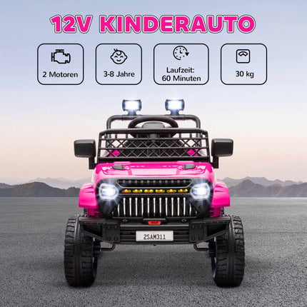Vaikiškas elektrinis automobilis 12 V su nuotolinio valdymo pultu, rožinis, 3-8 metų amžiaus