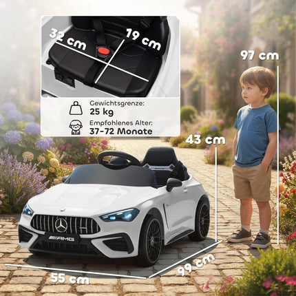 Vaikiškas elektrinis automobilis, „Mercedes“ dizainas, 12 V, nuotolinis valdymas, LED, baltas
