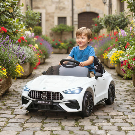 Vaikiškas elektrinis automobilis, „Mercedes“ dizainas, 12 V, nuotolinis valdymas, LED, baltas