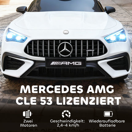 Vaikiškas elektrinis automobilis, „Mercedes“ dizainas, 12 V, nuotolinis valdymas, LED, baltas