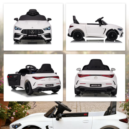 Vaikiškas elektrinis automobilis, „Mercedes“ dizainas, 12 V, nuotolinis valdymas, LED, baltas