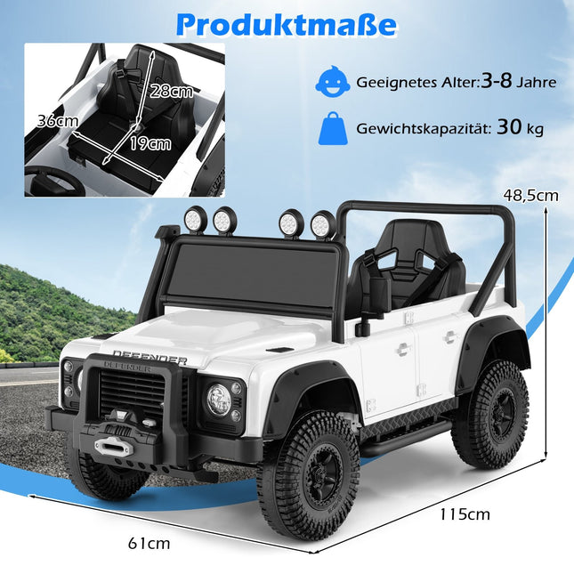 Vaikiškas elektrinis automobilis su nuotolinio valdymo pultu, baltas, 12 V baterija