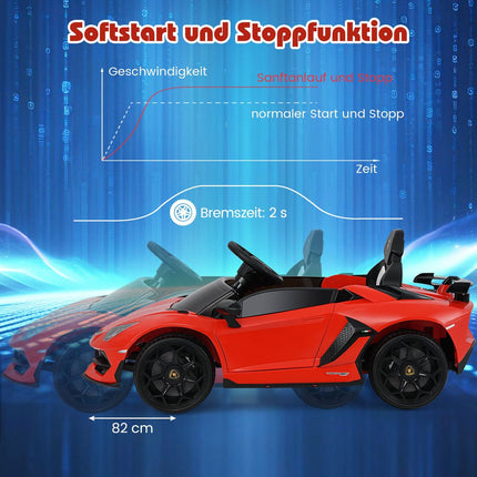 Vaikiškas elektrinis automobilis su nuotolinio valdymo pultu, LED žibintais - raudonas Lamborghini