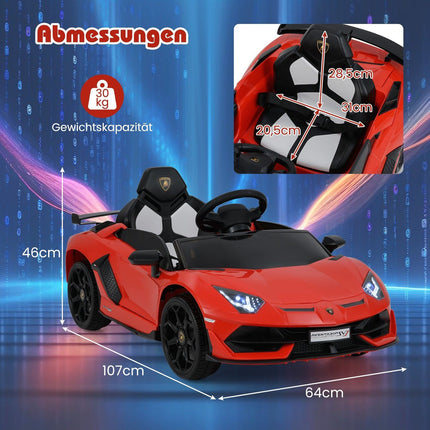 Vaikiškas elektrinis automobilis su nuotolinio valdymo pultu, LED žibintais - raudonas Lamborghini