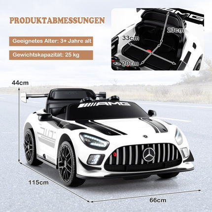Vaikiškas elektrinis automobilis su nuotolinio valdymo pultu - Mercedes-AMG GT3, 12 V, baltas