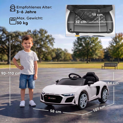 Vaikiškas elektrinis automobilis su nuotolinio valdymo pultu, baltas, ličio baterija
