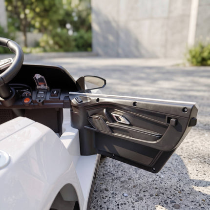 Vaikiškas elektrinis automobilis su nuotolinio valdymo pultu, baltas, ličio baterija