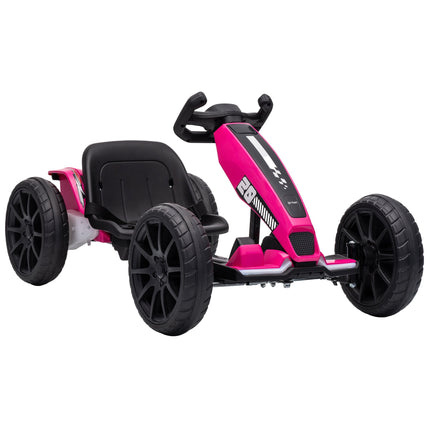 Kids Electric Go-Kart 12V with 2 Motors and Soft Start, Pink, LED Headlights